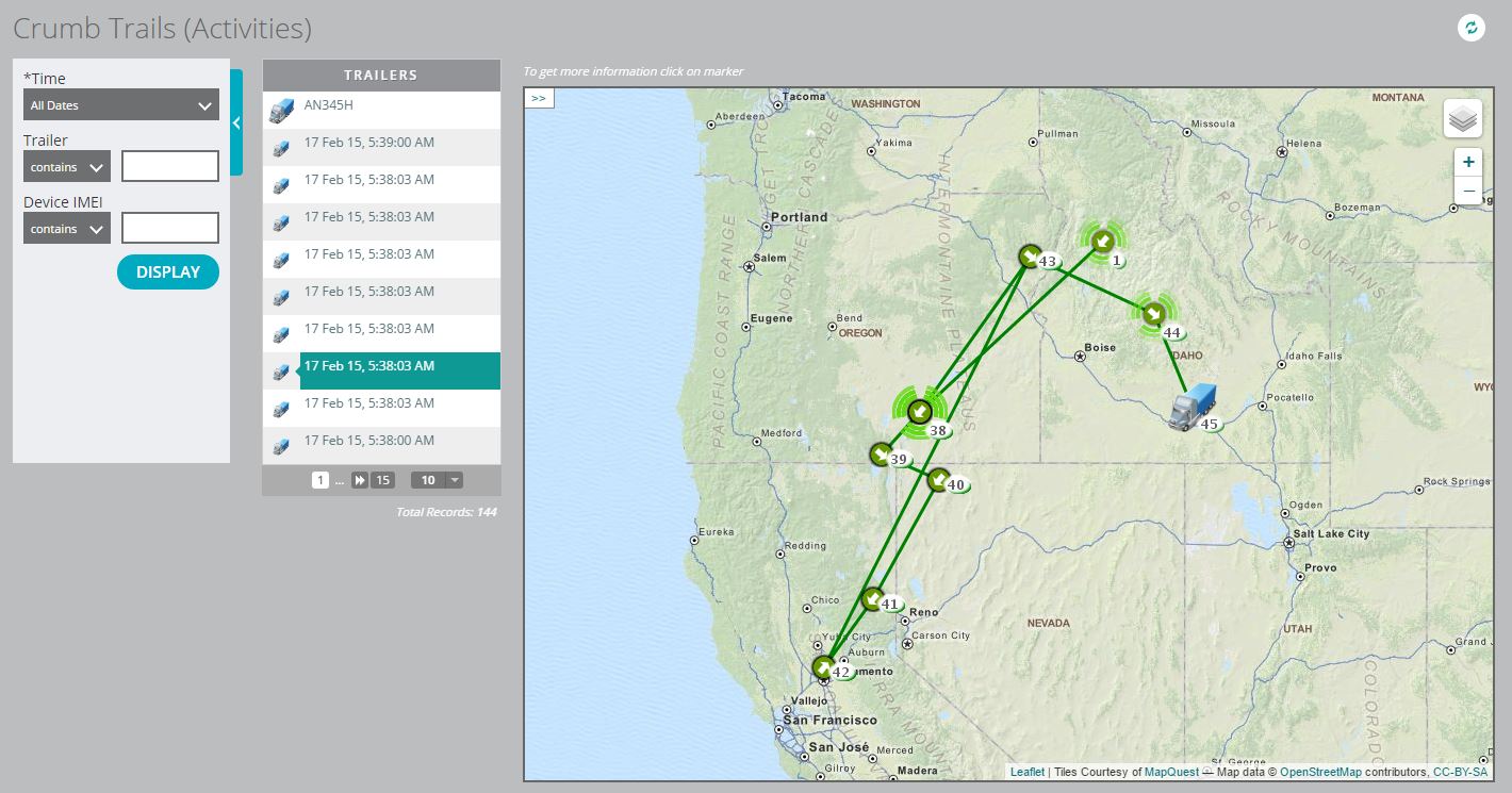 A map view of a Paths element type.